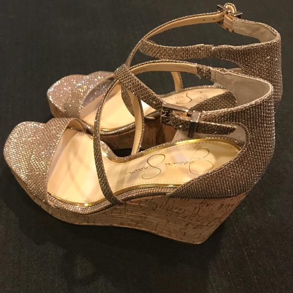 jessica simpson gold wedges